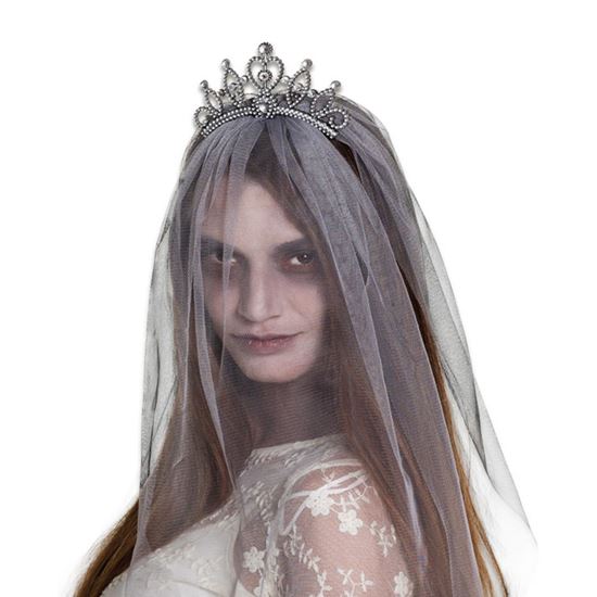 Kroon zombie bruid - Willaert, verkleedkledij, feestkledij, carnavalkledij, Halloween, Helloween, 31 oktober, spinnenweb, spinnen